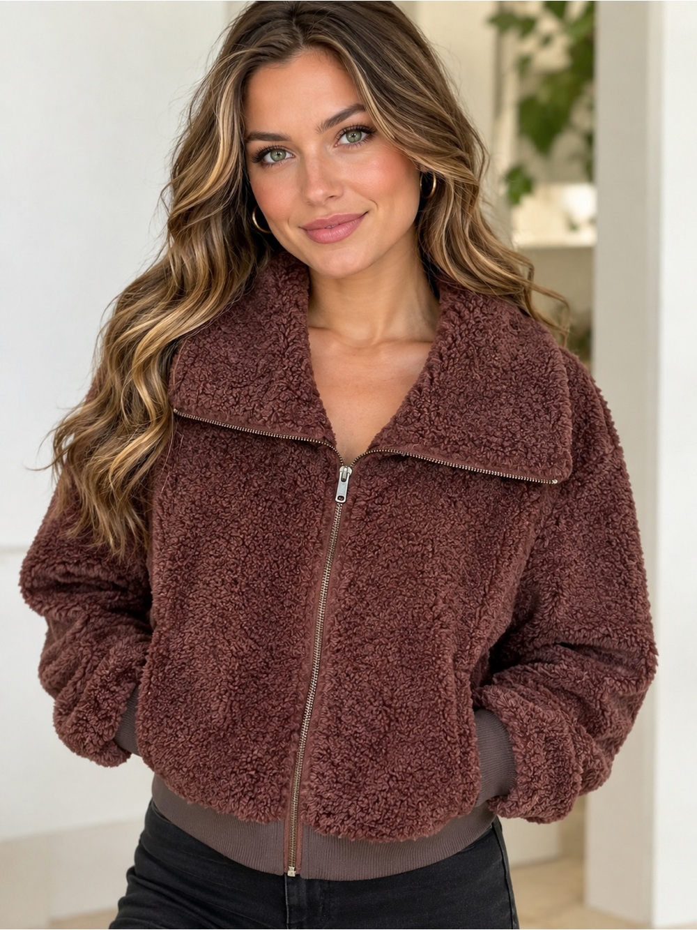 Teddy Fleece Zip Up Jacket